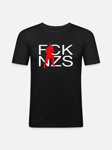 fck nzs - Männer Slim Fit T-Shirt - Schwarz