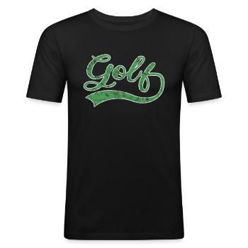 Golf lettering - Men's Slim Fit T-Shirt - black - Front - Nik (191cm)
