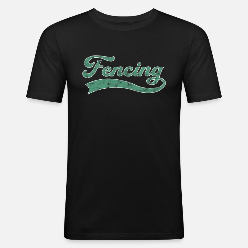 Fechten Schriftzug - Männer Slim Fit T-Shirt - Schwarz