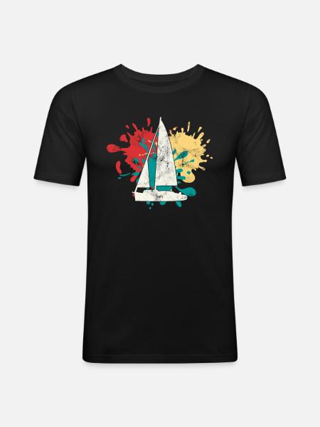 Sailing Boat Silhouette - Men's Slim Fit T-Shirt - black