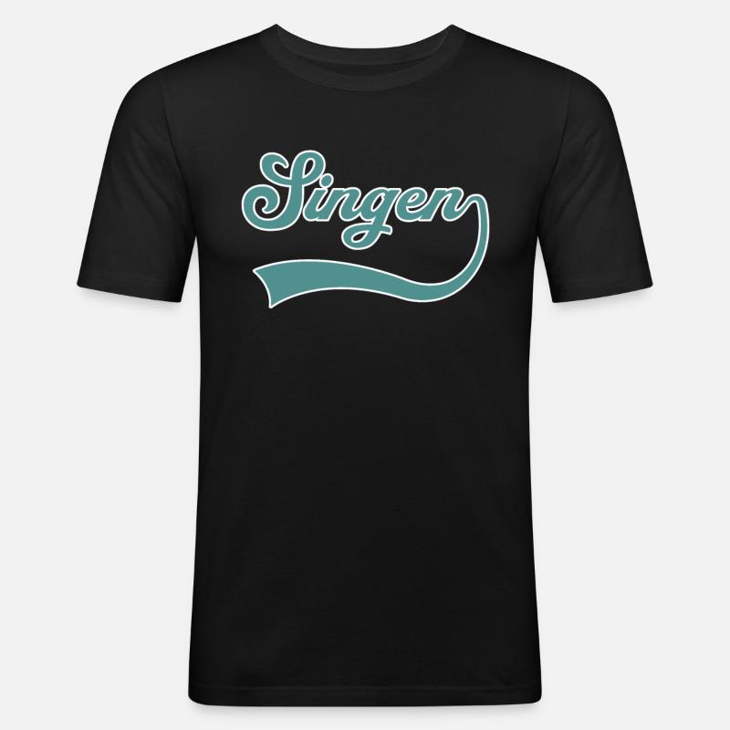 Singen Schriftzug - Männer Slim Fit T-Shirt - Schwarz