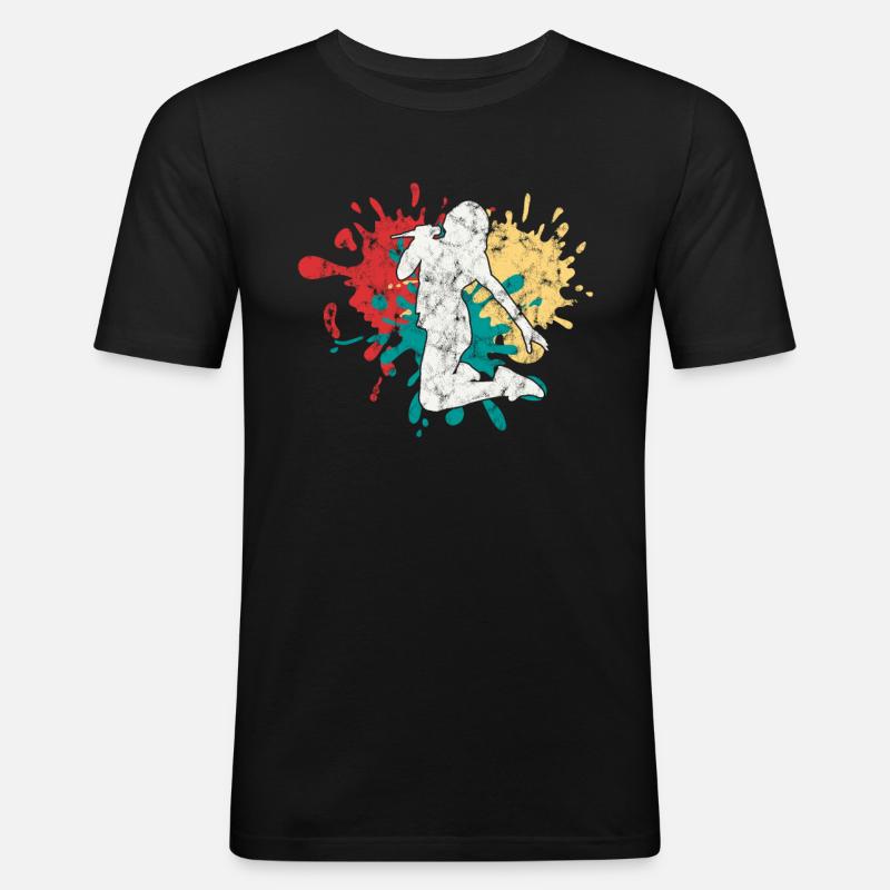 Silhouette de chanteuse chanteuse - T-shirt près du corps Homme - noir