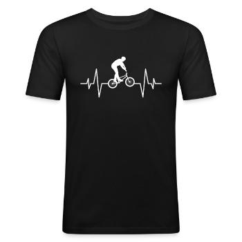 BMX Hartslag - Mannen slim fit T-shirt - zwart - Voor - Nik (191cm)