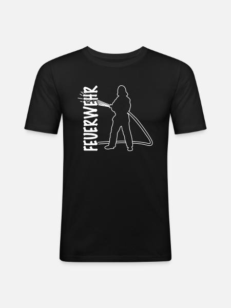 Feuerwehr Feuerwehrmann - Männer Slim Fit T-Shirt - Schwarz