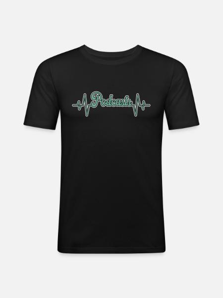 Podcast Herzschlag - Männer Slim Fit T-Shirt - Schwarz