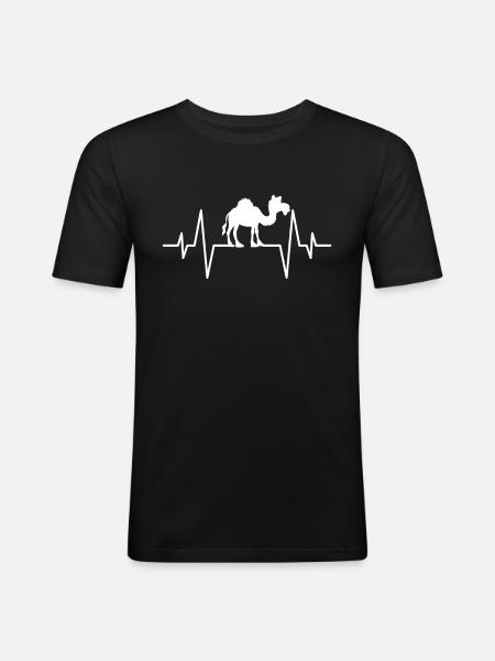 Dromedary heartbeat - Men's Slim Fit T-Shirt - black