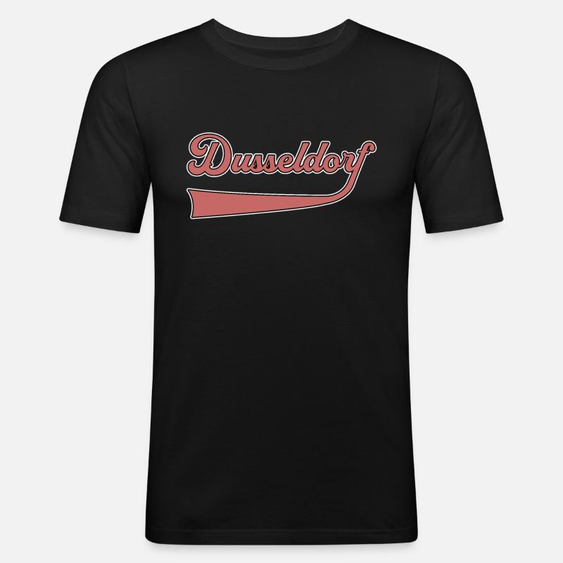 Lettrage de Düsseldorf - T-shirt près du corps Homme - noir