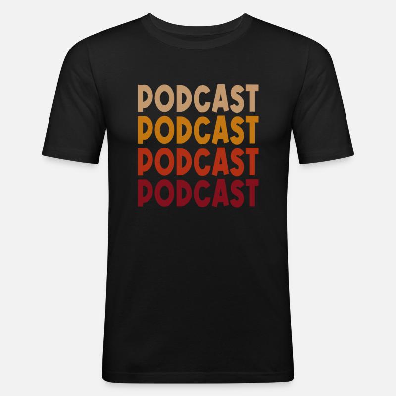 Podcast Retro - Männer Slim Fit T-Shirt - Schwarz