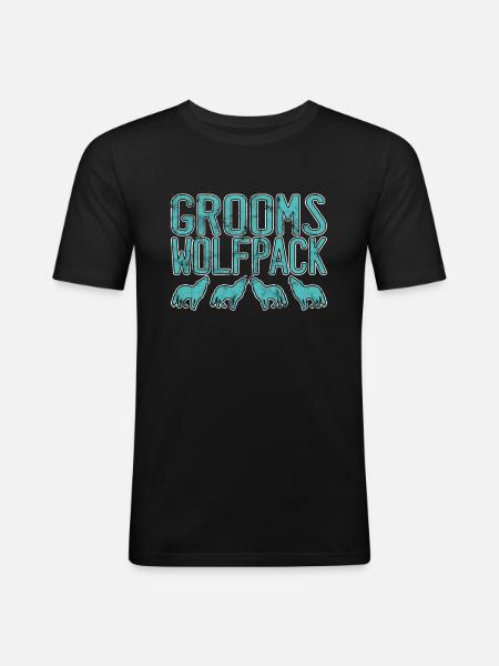 Bräutigam`s Wolfsrudel - Männer Slim Fit T-Shirt - Schwarz