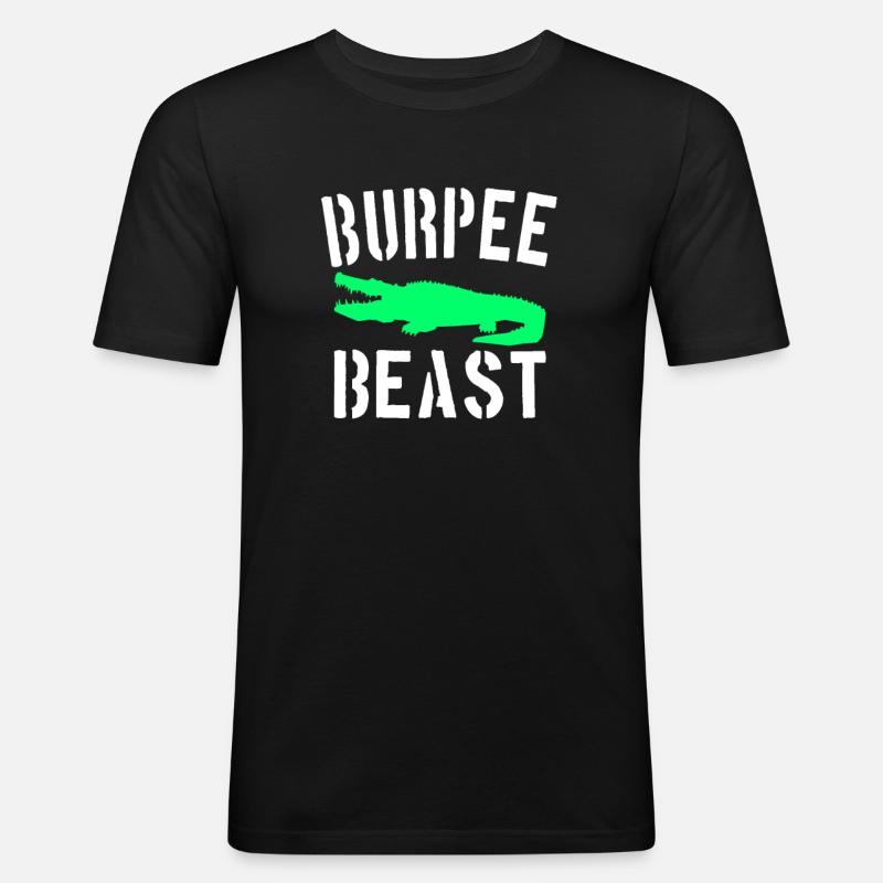 Burpee Beast - Männer Slim Fit T-Shirt - Schwarz