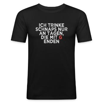 Alkohol Schnaps Spruch - Männer Slim Fit T-Shirt - Schwarz - Vorne - Nik (191cm)