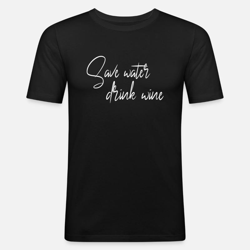 Wein Spruch - Männer Slim Fit T-Shirt - Schwarz