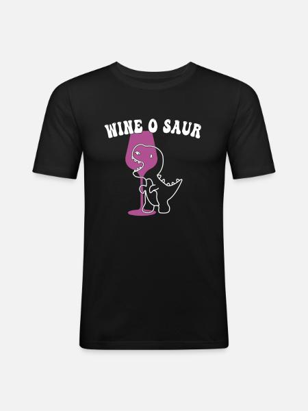funny wine dinosaur saying - Men's Slim Fit T-Shirt - black