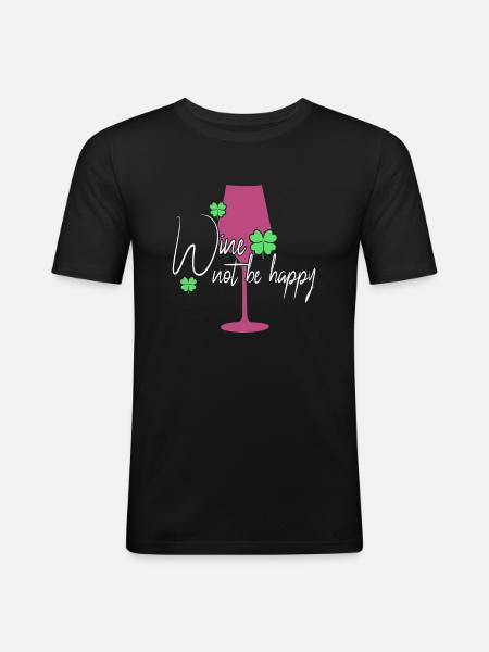 Wine Happiness Saying - Men's Slim Fit T-Shirt - black