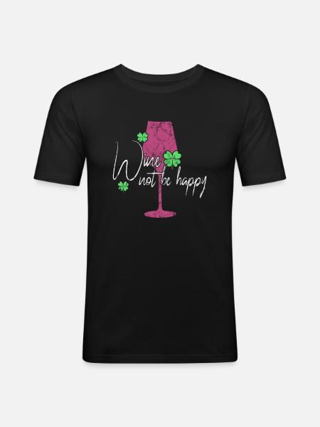 Wine Happiness Saying - Men's Slim Fit T-Shirt - black