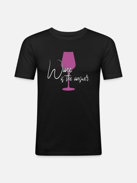Wine Response Saying - Men's Slim Fit T-Shirt - black