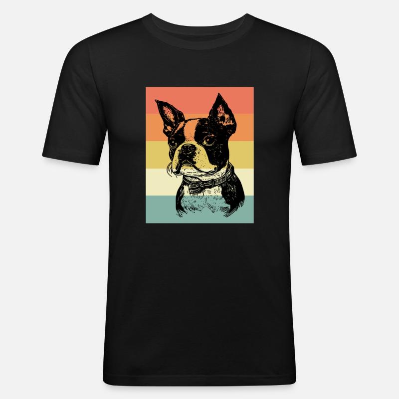 Boston Terrier - Männer Slim Fit T-Shirt - Schwarz