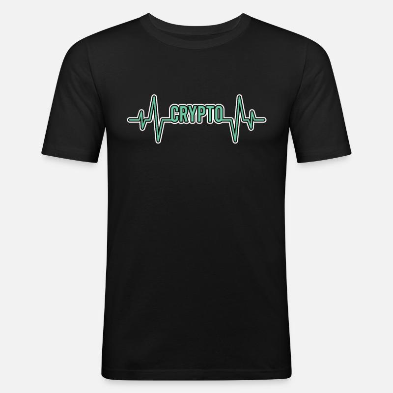 Krypto Kryptowährung Herzschlag - Männer Slim Fit T-Shirt - Schwarz