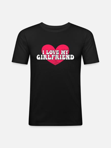 J’aime ma copine - T-shirt près du corps Homme - noir