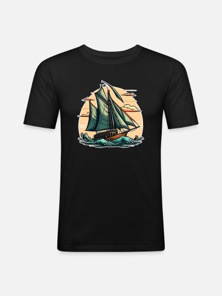 Boot Segelboot Segeln - Männer Slim Fit T-Shirt - Schwarz