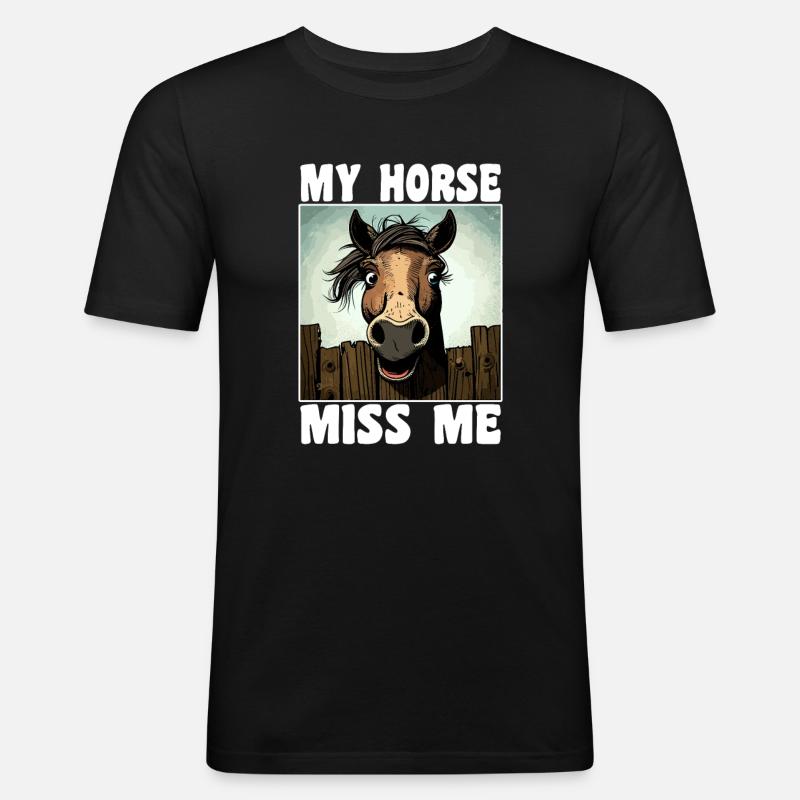 Lustiger Pferde Spruch - Männer Slim Fit T-Shirt - Schwarz