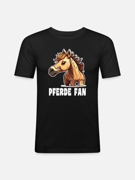 Pferd comic cartoon style - Männer Slim Fit T-Shirt - Schwarz
