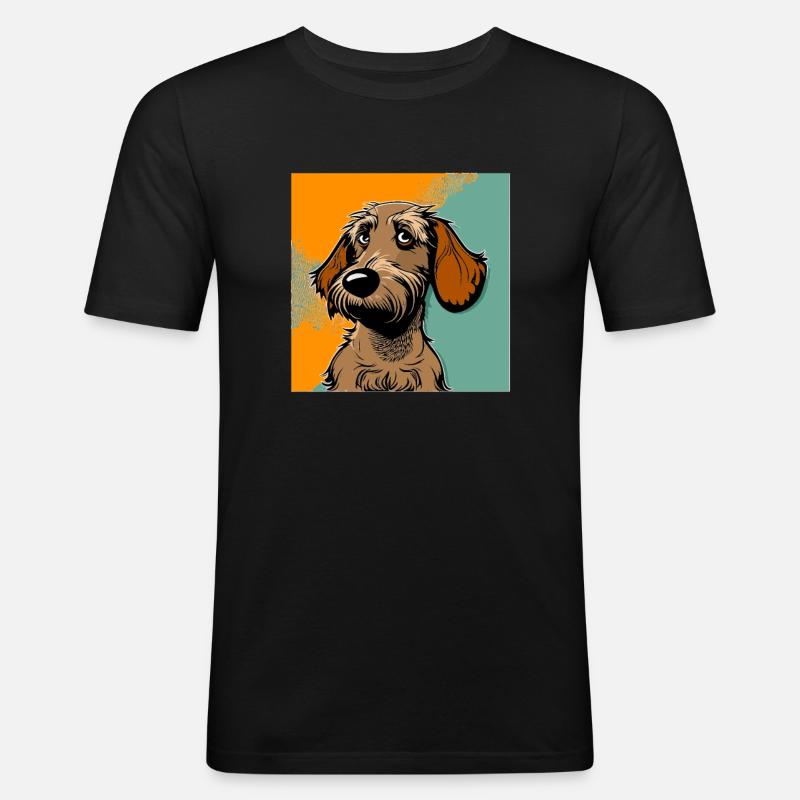 Hund im comic style - Männer Slim Fit T-Shirt - Schwarz