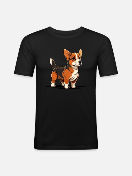 Dog in comic style - Men's Slim Fit T-Shirt - black
