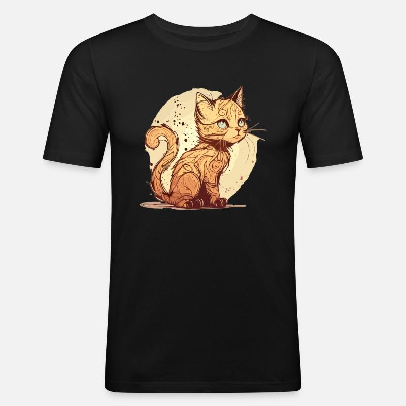 Cat in comic style - Men's Slim Fit T-Shirt - black