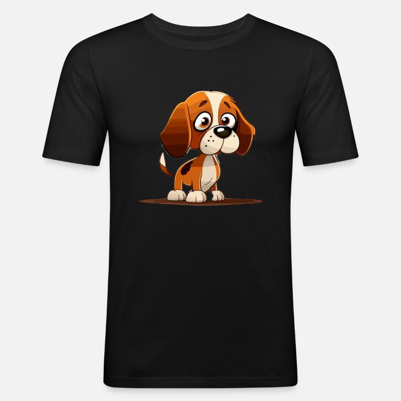 Hund im comic style - Männer Slim Fit T-Shirt - Schwarz