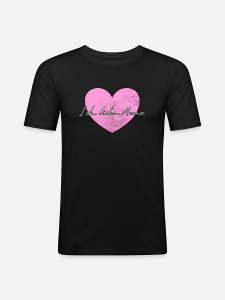 Ich liebe Mama - Männer Slim Fit T-Shirt - Schwarz