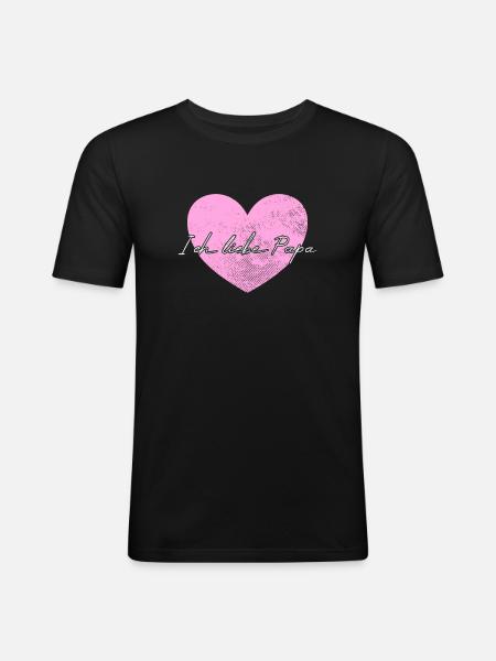 Ich liebe Papa - Männer Slim Fit T-Shirt - Schwarz