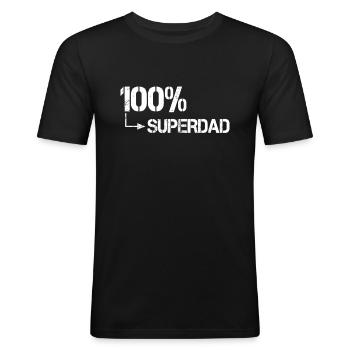 100 Prozent Superdad - Männer Slim Fit T-Shirt - Schwarz - Vorne - Nik (191cm)