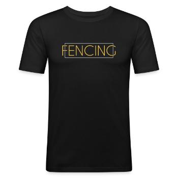 Lettrage d’escrime - T-shirt près du corps Homme - noir - Devant - Nik (191cm)