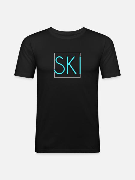 Lettrage de ski - T-shirt près du corps Homme - noir