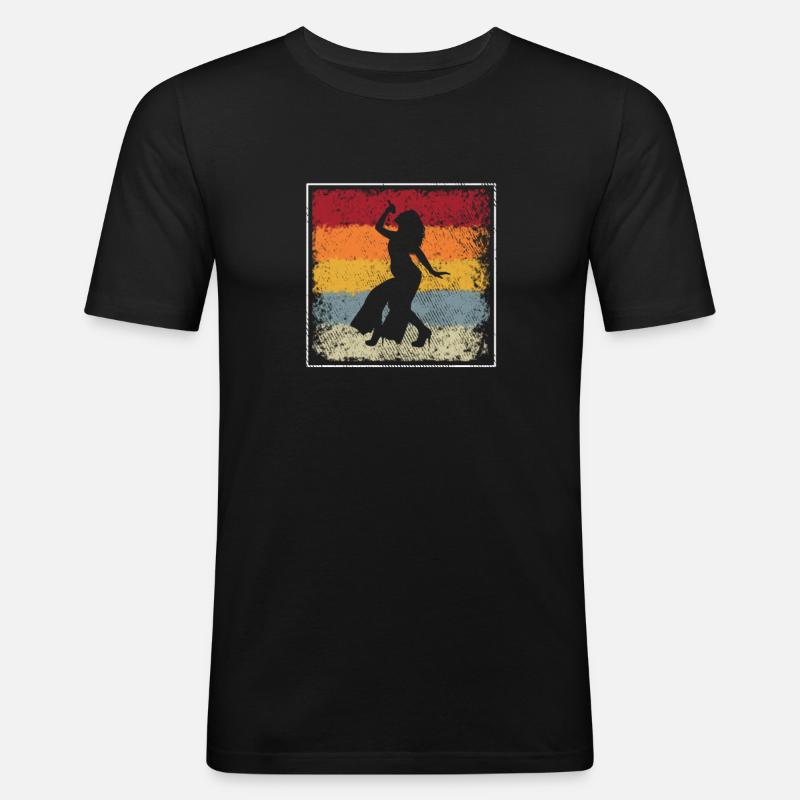 Singen Retro - Männer Slim Fit T-Shirt - Schwarz