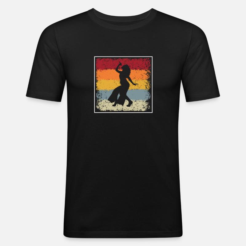 Singen Retro - Männer Slim Fit T-Shirt - Schwarz