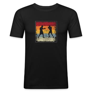 Boxen Retro - Männer Slim Fit T-Shirt - Schwarz - Vorne - Nik (191cm)