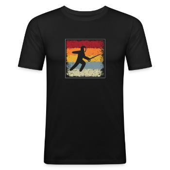 Fechten Retro - Männer Slim Fit T-Shirt - Schwarz - Vorne - Nik (191cm)