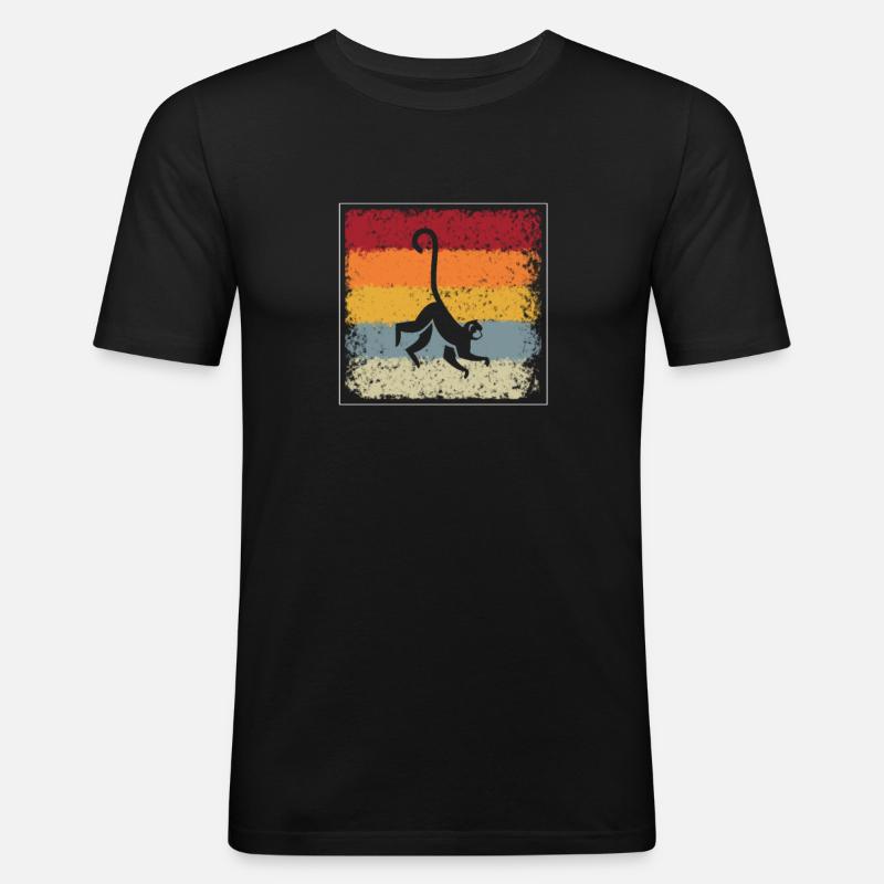 Affe Retro - Männer Slim Fit T-Shirt - Schwarz
