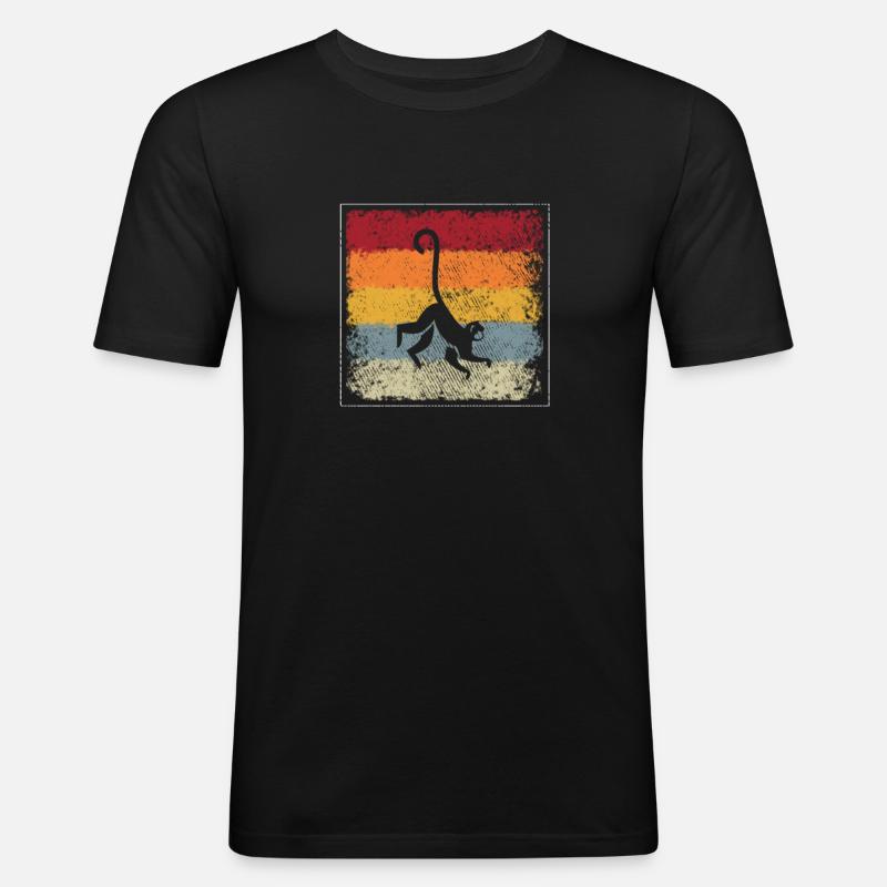 Affe Retro - Männer Slim Fit T-Shirt - Schwarz