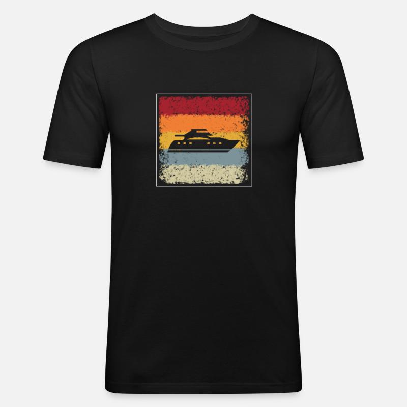 Schiff Retro - Männer Slim Fit T-Shirt - Schwarz