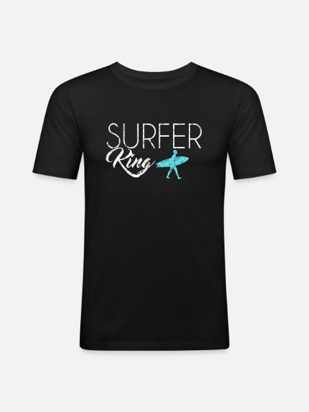 Surfer King - T-shirt près du corps Homme - noir