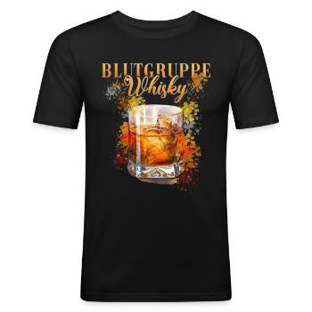 Blutgruppe Whisky Cocktail Für Barkeeper - Männer Slim Fit T-Shirt - Schwarz - Vorne - Nik (191cm)