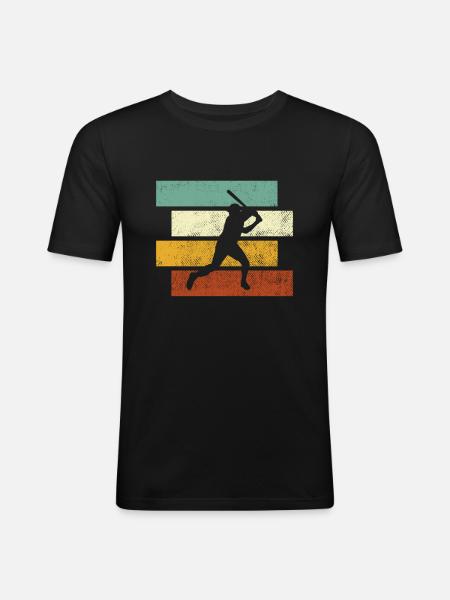 Baseball Rétro - T-shirt près du corps Homme - noir