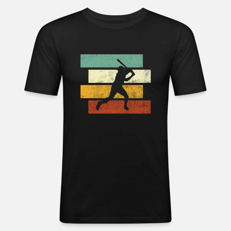 Baseball Retro - Männer Slim Fit T-Shirt - Schwarz