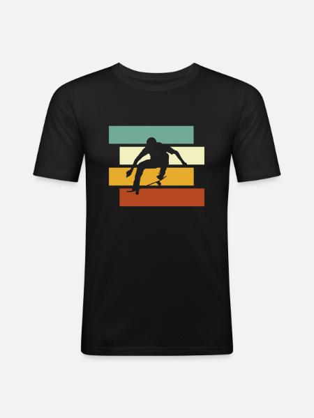 Skating Retro - Männer Slim Fit T-Shirt - Schwarz