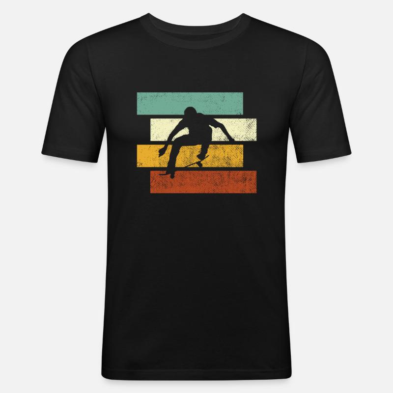 Skating Retro - Männer Slim Fit T-Shirt - Schwarz