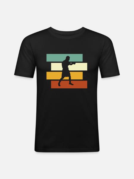 Boxe Rétro - T-shirt près du corps Homme - noir
