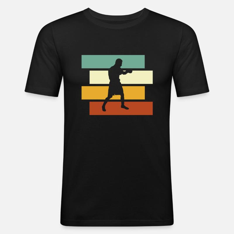 Boxen Retro - Männer Slim Fit T-Shirt - Schwarz